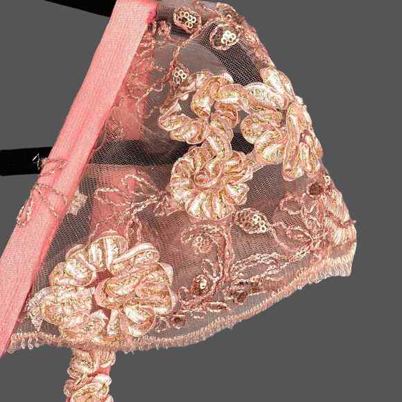 Formal Gown Dress 2XL Floral Lace Maxi Prom Pink Sweatheart Neck Glam Princess - Picture 3 of 11